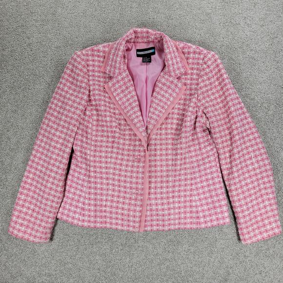 Vintage Requirements Tweed Skirt Suit Womens 12 Pink Check Office Career - Picture 2 of 16